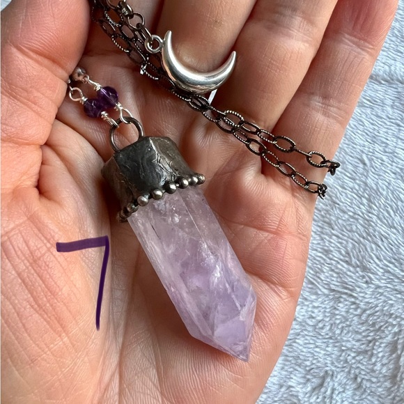 Crown Chakra ST Amethyst Tower Necklace Pendant - Picture 4 of 4